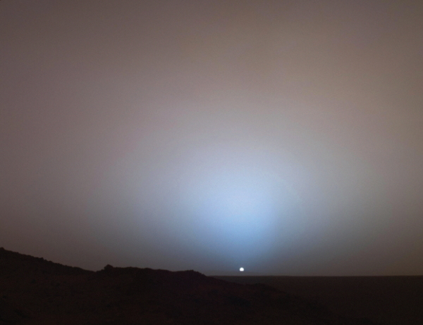 Blue sunset, Gusev Crater, Mars. Photograph courtesy NASA. · 