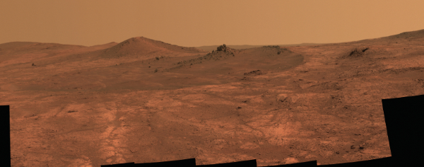 Rim of Endeavour Crater, Mars. Photograph courtesy NASA.