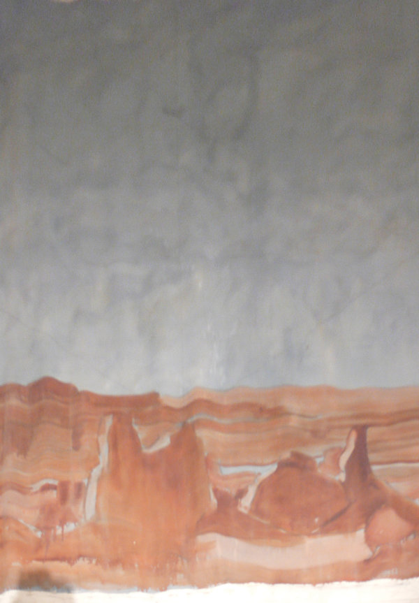 Gerald Cassidy, Chaco Canyon Mural (unfinished), 1934. Oil on canvas, 147 × 96 in. On long-term loan to the New Mexico Museum of Art from the Fine Arts Program, Public Buildings Service, U.S. General Services Administration (2008.19.2). 