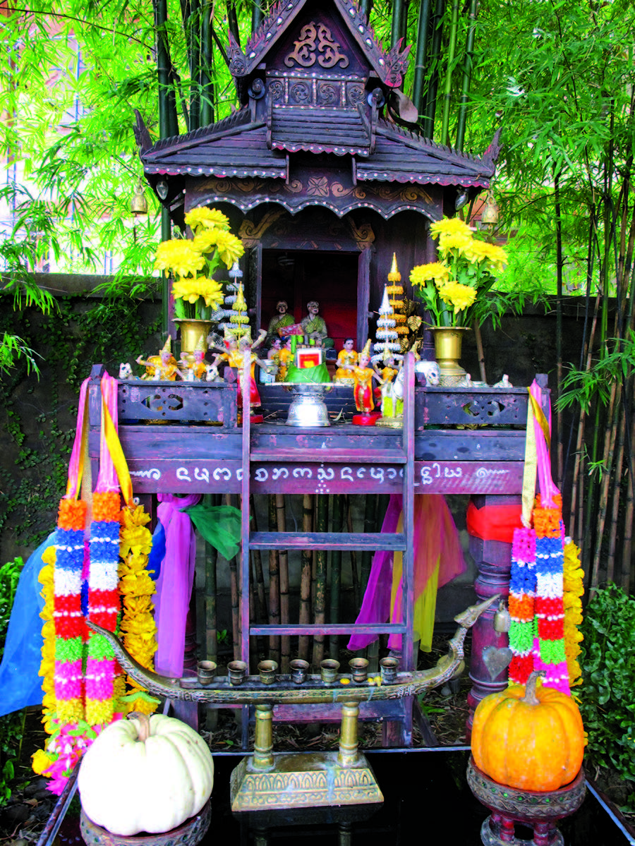 Spirit house for the Grandparent / Ancestor Spirits of the Land. Chiang Mai, Thailand. Photograph by Felicia Katz-Harris, 2014.