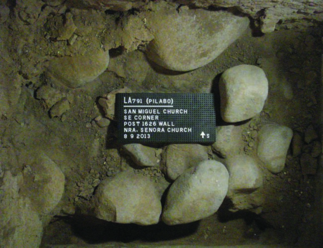 The base wall of Nuestra Señora del Socorro Church, ca. 1626, under the southeast corner of San Miguel Church. Photograph courtesy of the author.