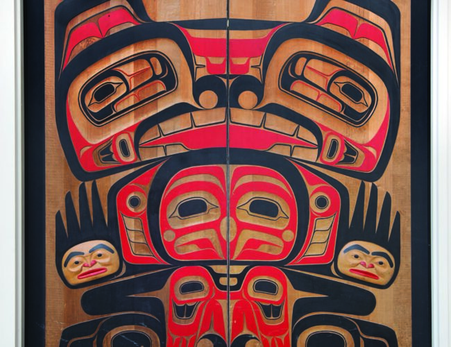 Marvin Oliver, doors of the Neutrogena Wing at the Museum of International Folk Art, 1984. Photograph by Blair Clark.