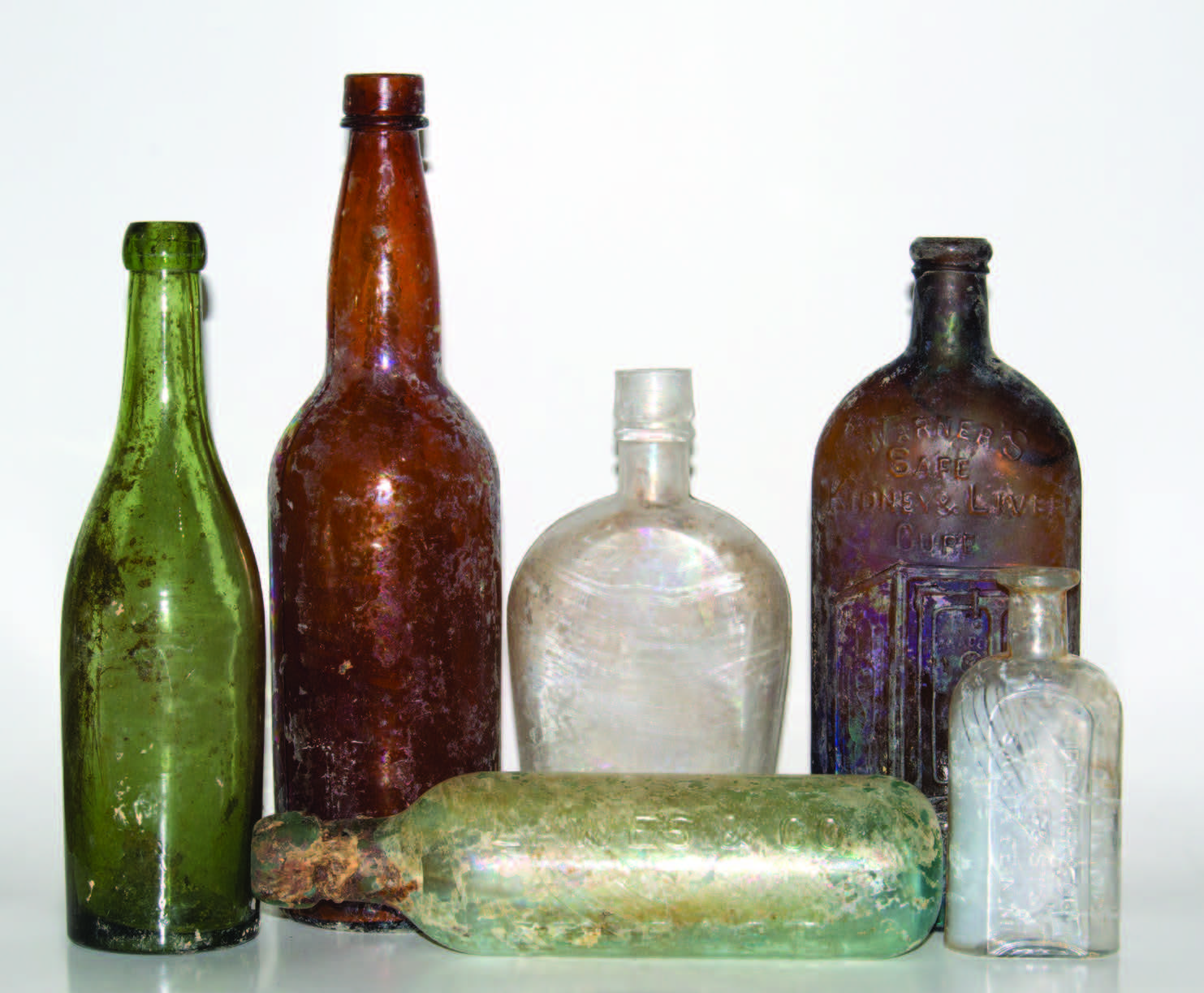 Medicine and alcohol bottles from excavations at the site of the Fort Marcy Military Reservation. Photograph by Gloria Lovato.