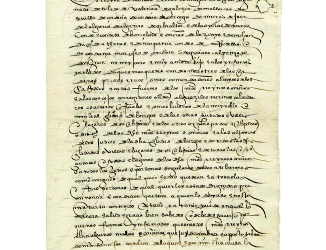 The Alhambra Decree, known as the Edict of Expulsion. Issued March 31, 1492, in Granada by King Ferdinand and Queen Isabella, it expelled Jews from Spain. Courtesy of the Archivo General de Simancas.