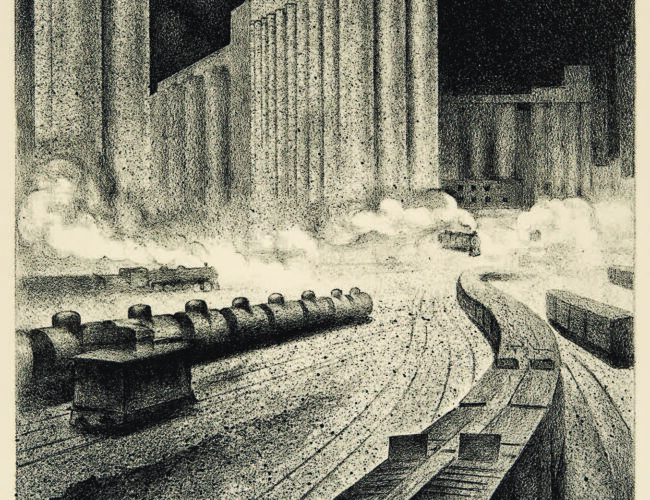 Louis Lozowick, Untitled, 1933. Lithograph, 12 ¾ × 8 1⁄8 in. Collection of the New Mexico Museum of Art. Bequest of Vivian Sloan Fiske, 1978 (4376.23G). Photograph by Blair Clark. © Louis Lozowick Estate.
