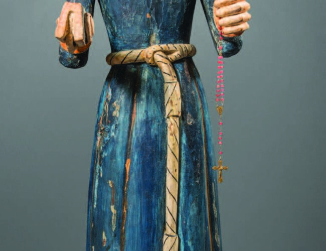 José Anastacio Casados, San Buenaventura. New Mexico, early nineteenth century. Cottonwood, gesso, water-based pigments. Collection of the Spanish Colonial Arts Society, Inc., 1964.028. Photograph by Blair Clark.