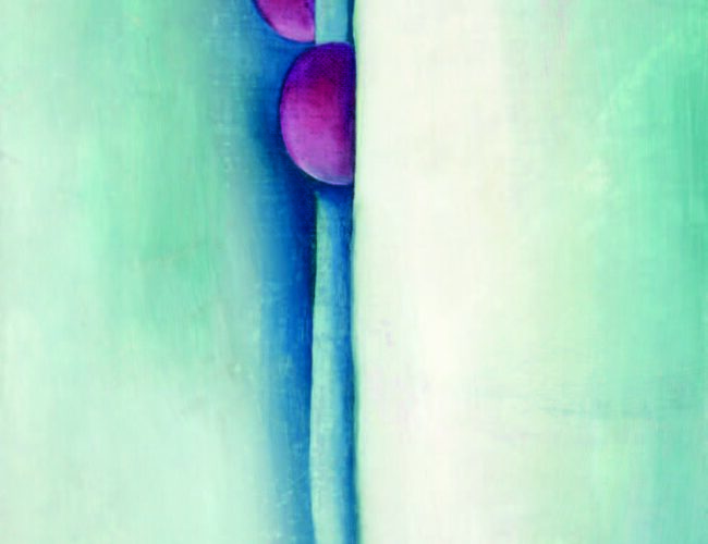 Georgia O’Keeffe, Green Lines and Pink, 1919. Oil on canvas, 18 × 10 in (45.7 × 25.4 cm). Georgia O’Keeffe Museum. Gift of the Burnett Foundation and the Georgia O’Keeffe Foundation (1997.05.007). © Georgia O’Keeffe Museum.