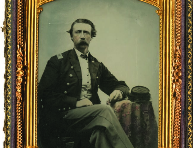 Unidentified Union Army officer. Hand-tinted half-plate ambrotype, ca. Civil War era. Palace of the Governors Photo Archives (NMHM/DCA), Neg. No. HP.2011.35.1.