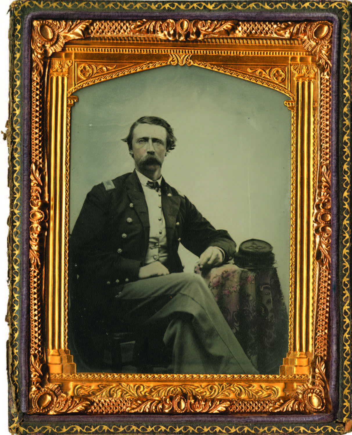 Unidentified Union Army officer. Hand-tinted half-plate ambrotype, ca. Civil War era. Palace of the Governors Photo Archives (NMHM/DCA), Neg. No. HP.2011.35.1.