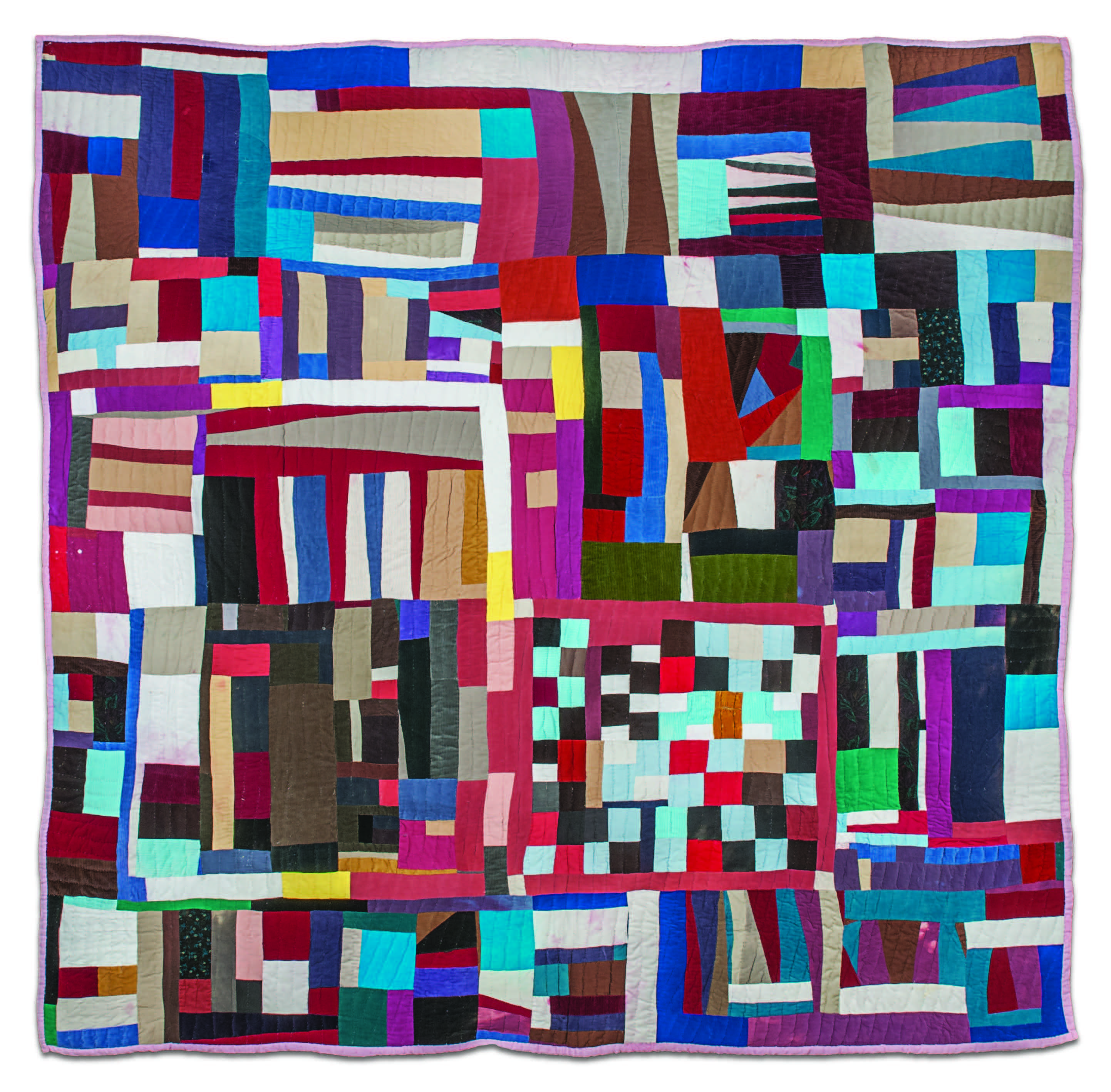 Mary Lee Bendolph, Blocked Out, 2009. Quilted fabric (corduroy, cotton, velvet), 86 × 85 inches. Museum of International Folk Art, IFAF Collection (FA.2014.60.1). Photograph by Blair Clark.