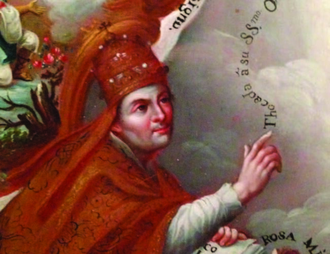 Detail: Sebastian Salcedo, Virgin of Guadalupe, 1779. Denver Art Museum Collection: Gift of Charles Francis Hendrie Memorial, 1976.56. Photograph courtesy Denver Art Museum.