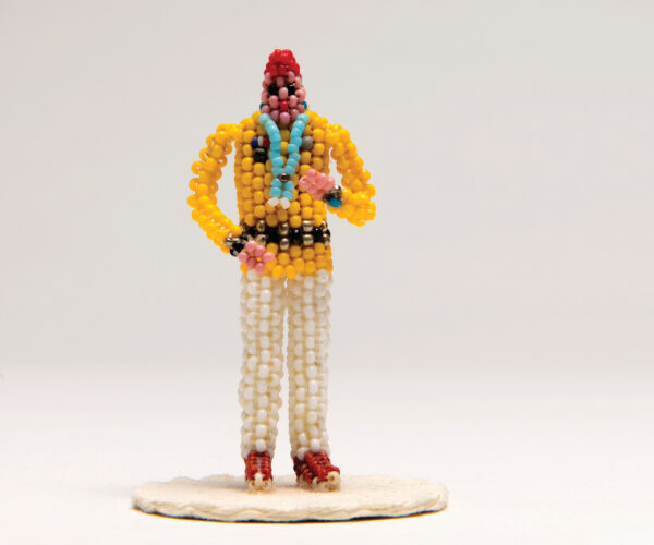 Sheila Antonio (Navajo), figurine, ca. 2000. Glass seed beads and leather. 2 ½ × 1 ¾ × 1 ½ inches. MIAC Collection: 59954/12. Gift of Yara and Gerald Pitchford. Photograph by Addison Doty.