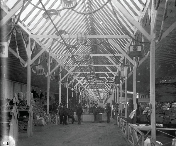 Exposition Hall, Tertio-Millennial Exposition, Santa Fe, New Mexico, ca. 1880-1890. Photograph by Ben Wittick. Courtesy the Ben Wittick Collection, Palace of the Governors Photo Archives (NMHM/DCA), neg. no. 015860.