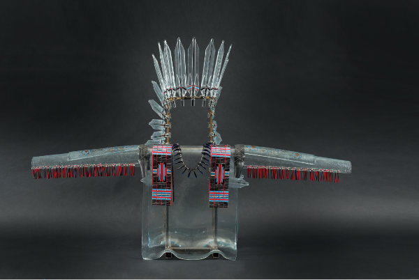 RW-1-chp_187_a.cx_ Ghost Shirt, 2014. Glass and rebar. 34 ½ × 51 ½ × 18 in. Accession/catalog no. CHP-187, collection of the IAIA Museum of Contemporary Native Arts. Photograph by Eric Wimmer. Courtesy the IAIA Museum of Contemporary Native Arts.