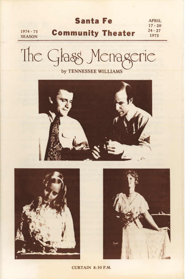 Program for The Glass Menagerie by Tennessee Williams, directed by Cliff O’Connell, Santa Fe Community Theater, 1975. Design by David Margolis. Courtesy Jean Moss.