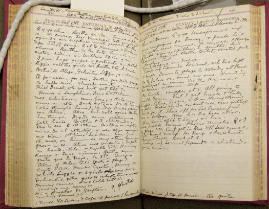 Detail from Lummis Journal, September 1, 1912, where Lummis comments on "Hunting Miss Deuel” (right page, a third of the way down). Courtesy Autry Museum of the American West.