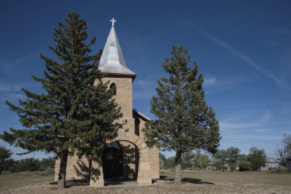 The San Juan Bautista Catholic Church, erected in 1916, is one of the Duran area’s cultural touchstones. Photograph by Carrie McCarthy.