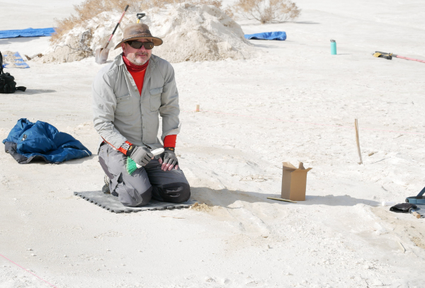 Professor Matthew Bennett of Bournemouth University in the UK, one of the leading world experts on ancient
human footprints, began assisting the White Sands team in January 2017 publishing on the prints in Science in
2021. Photograph courtesy the National Park Service.
