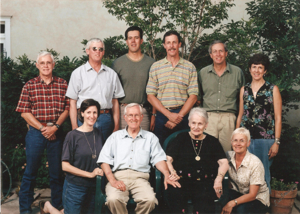A 2003 photo of the Taylor family. Back row, left to right: Robert, Pat, José Horacio Reyes (family friend), John, Michael, and Mary Helen. Front row: Rosemary, Paul, Mary, and Dolores. Photograph courtesy the Taylor family.