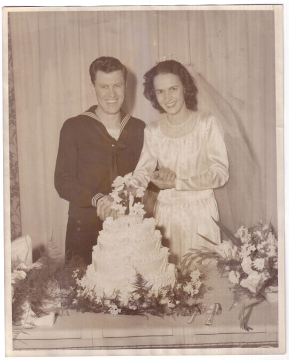 The wedding photograph of Mary and Paul Taylor, December 27, 1945.