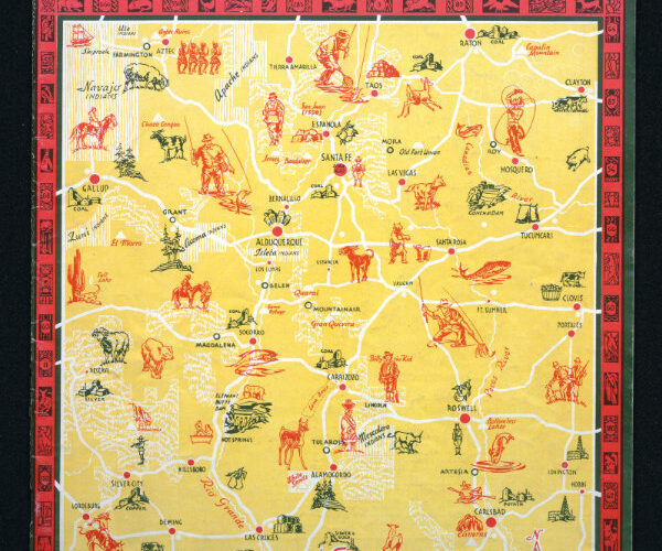 Wilfred Stedman, a noted Santa Fe artist, created many maps that featured on covers and on inside pages. May 1936; image courtesy New Mexico Magazine.