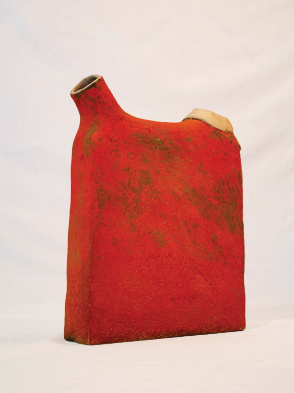Gas Can, 1977. Kiln-fired earthenware, oxide-slip wash, 15 x 11 ¼ x 2 ¾ inches. Private Collection. Photograph by Orlando Dugi.