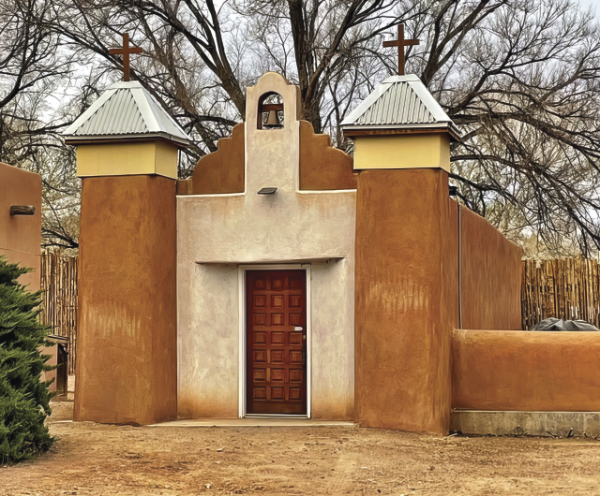 Capilla San Ramo´n, Tomé, New Mexico, 2023. Exterior of family capilla of Dr. Ramón Sanchez. Photo by Leeanna Torres.