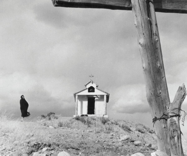 Capilla de Santa Rita, Penitente chapel near Chimayo, New Mexico, ca. 1955, New Mexico Tourism Bureau, New Mexico Magazine Collection. Courtesy of the Palace of the Governors Photo Archives (NMHM/DCA), HP.2007.20.562.